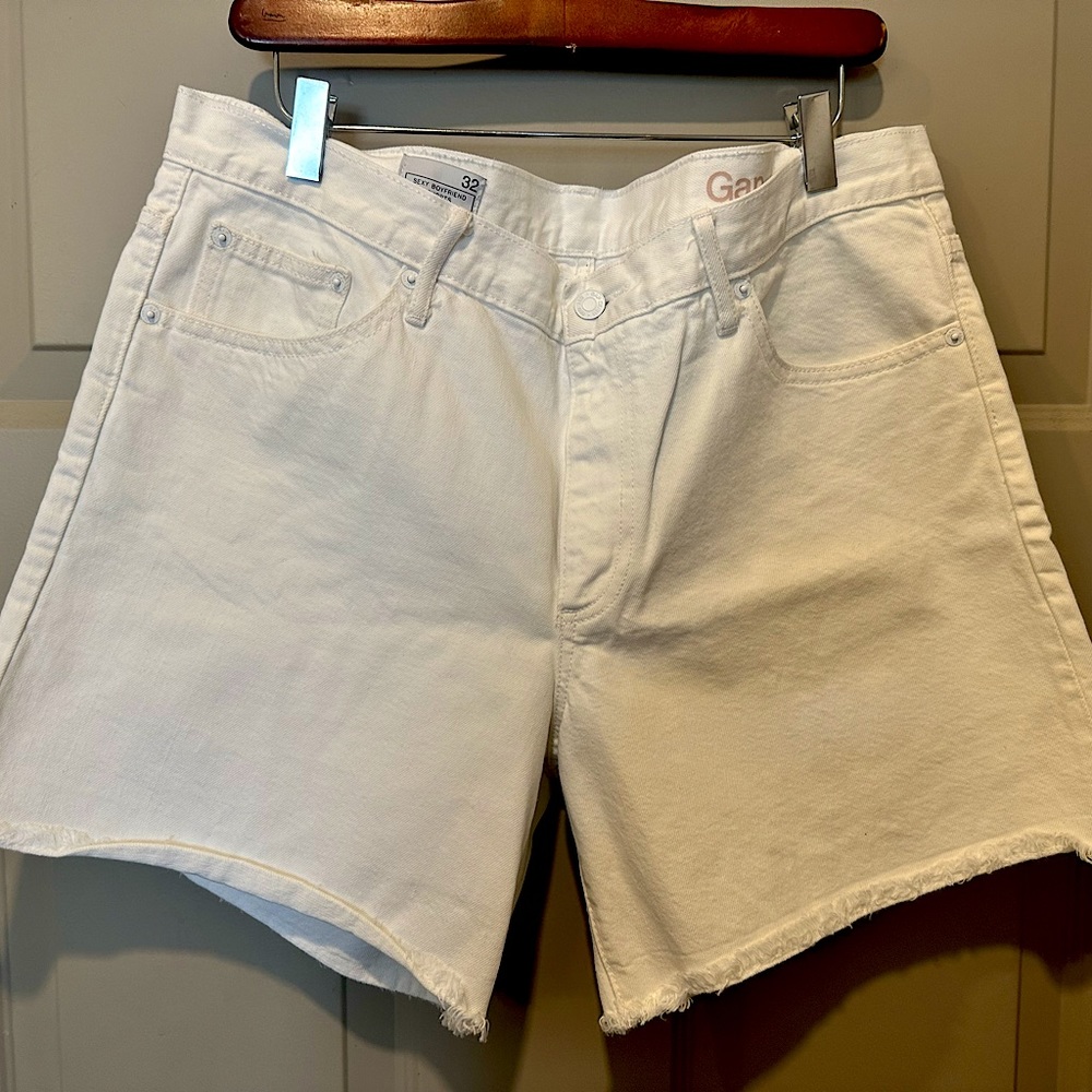 Gap White Denim Boyfriend Shorts